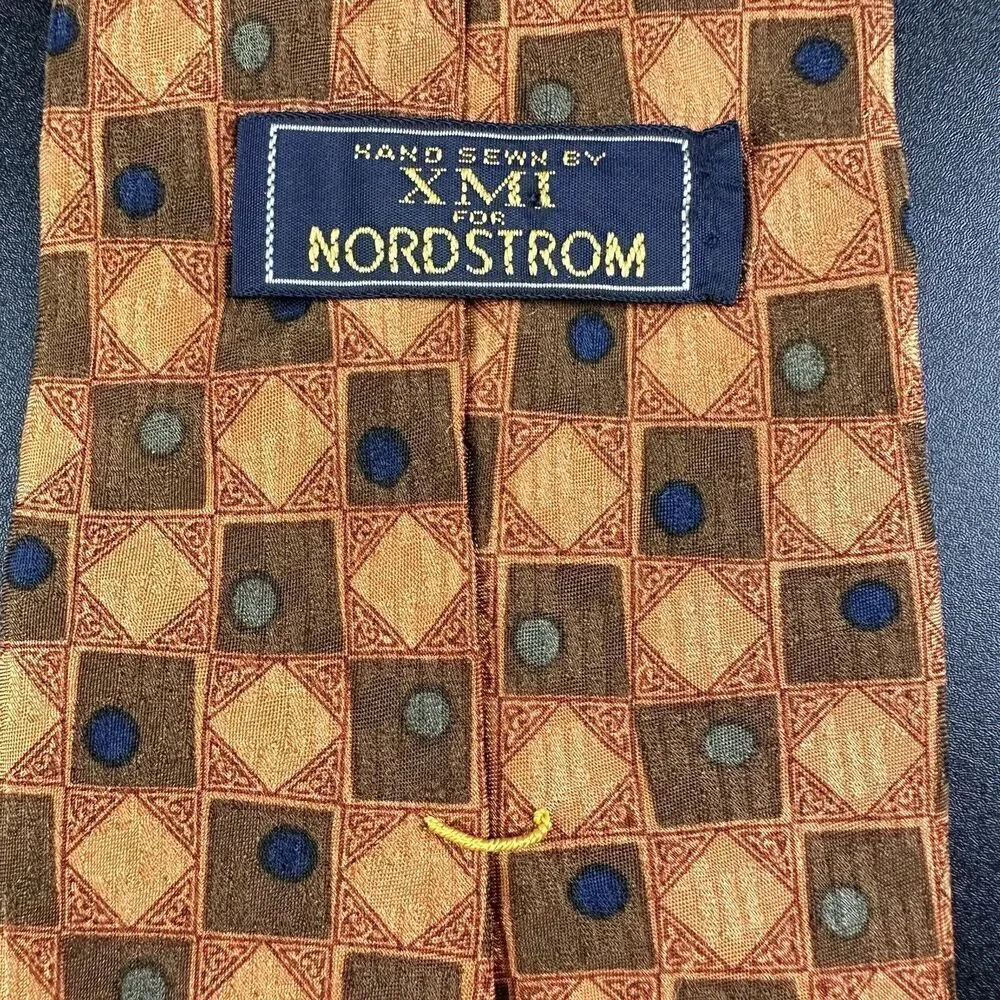 XMI for Nordstrom Tie Mens 56 in Diamond Geometric All Silk Hand Made in USA
